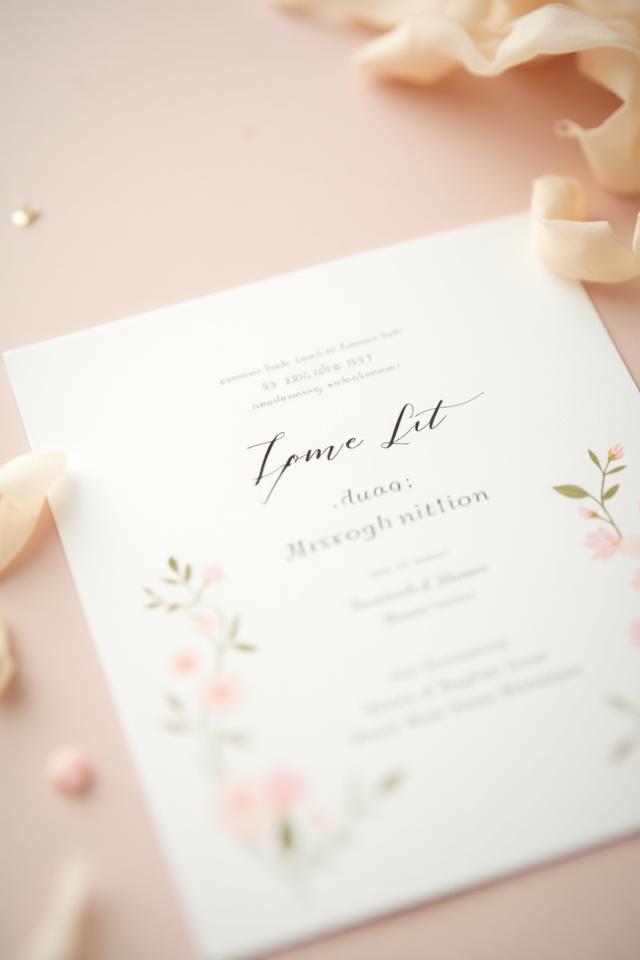 Faire-part de mariage calligraphié à la main avec illustration florale délicate