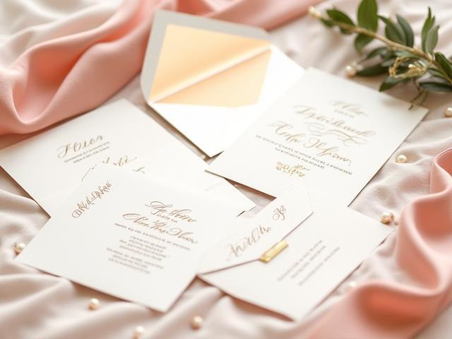 Faire-part de mariage calligraphié à la main, élégant et personnalisé.